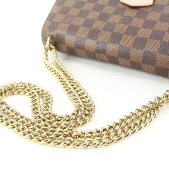 Caissa Chain Damier Ebene Pink Ballerine Crossbody Bag - Picture 6 of 11